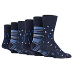 Load image into Gallery viewer, 6 Pairs Men&#39;s Cotton Socks - Dimensional Dart Navy
