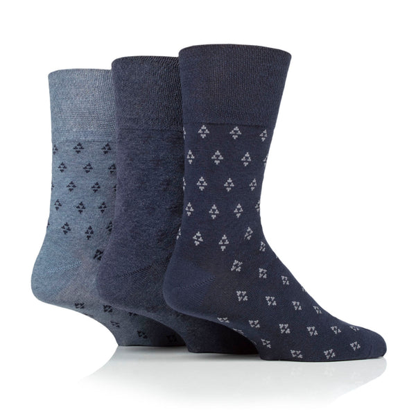 3 Pairs Men's Twilight Cotton Socks - Navy/Denim