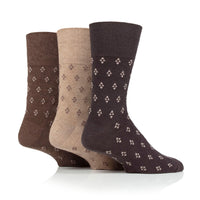 3 Pairs Men's Bigfoot Cotton Socks - Brown Squares