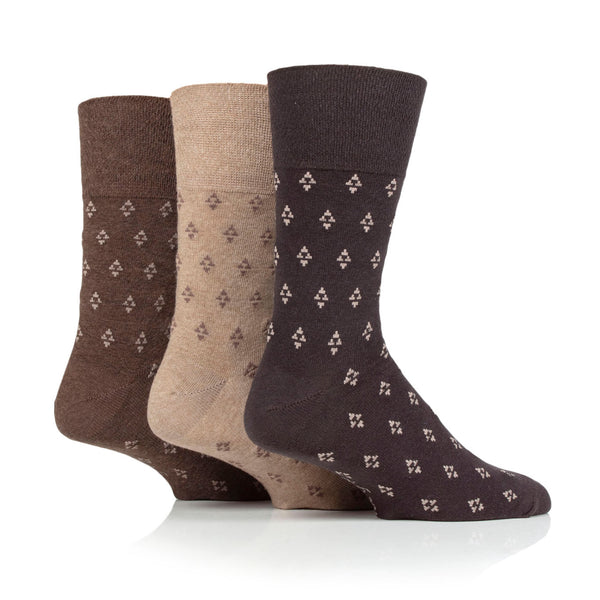 3 Pairs Men's Twilight Cotton Socks - Brown/Natural