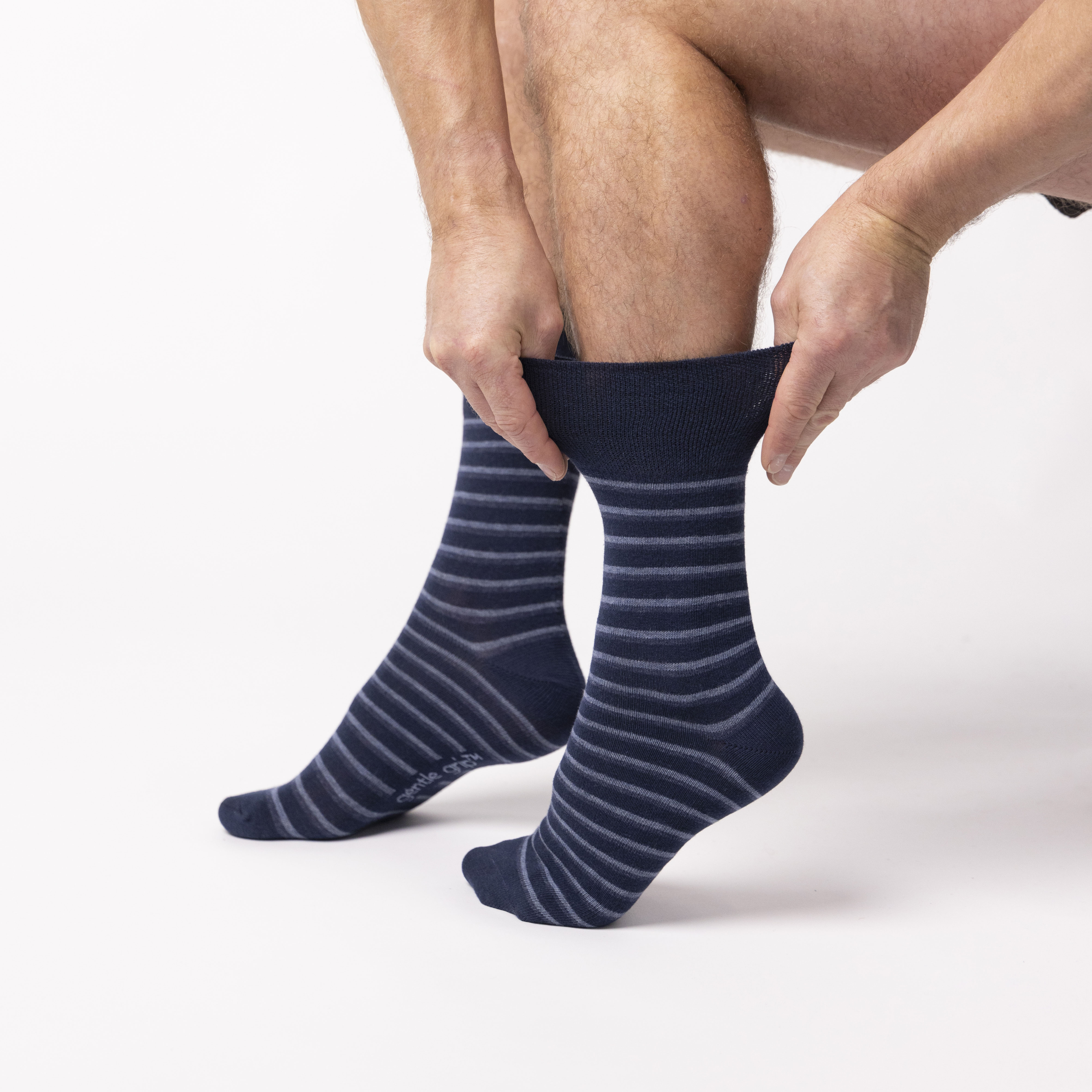 6 Pairs Men's Litha Varied Stripe Cotton Socks - Navy