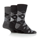 Load image into Gallery viewer, 3 Pairs Men&#39;s Argyle Cotton Socks - Leven Black/Charcoal
