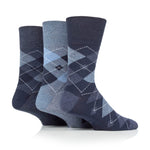 Load image into Gallery viewer, 3 Pairs Men&#39;s Argyle Cotton Socks - Leven Navy/Denim
