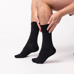 Load image into Gallery viewer, 6 Pairs Men&#39;s Nova Fine Stripe Cotton Socks - Black/Navy/Charcoal
