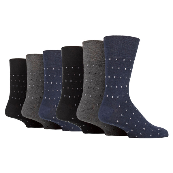 6 Pairs Men's Concerto Cotton Socks - Black/Navy/Charcoal