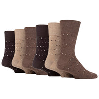 6 Pairs Men's Concerto Cotton Socks - Brown/Natural