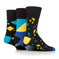3 Pairs Ladies Plus Size Colourburst Cotton Socks - Angular