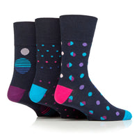 3 Pairs Ladies Plus Size Colourburst Cotton Socks - Spots