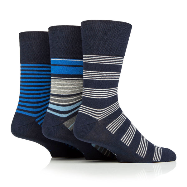 3 Pairs Men's Cotton Socks - Navy Stripe