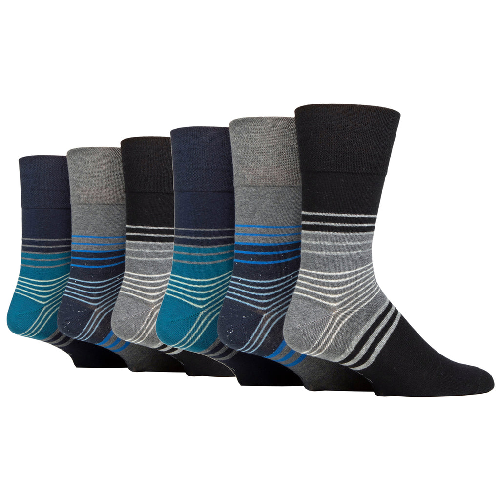 6 Pairs Men's Gentle Grip Cotton Socks - Modern Flash