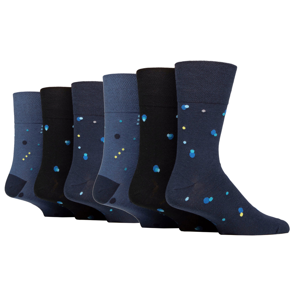 6 Pairs Men's Gentle Grip Cotton Socks - Cosmic Pulse