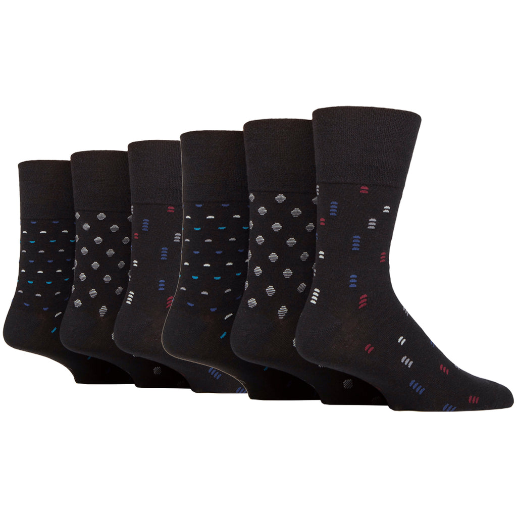 6 Pairs Men's Gentle Grip Cotton Socks - Micro Arc
