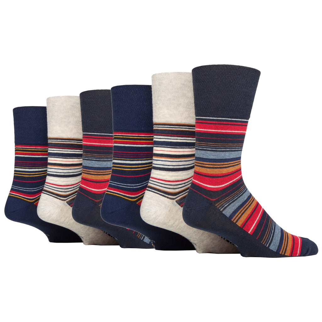 6 Pairs Men's Gentle Grip Cotton Socks - Cabana