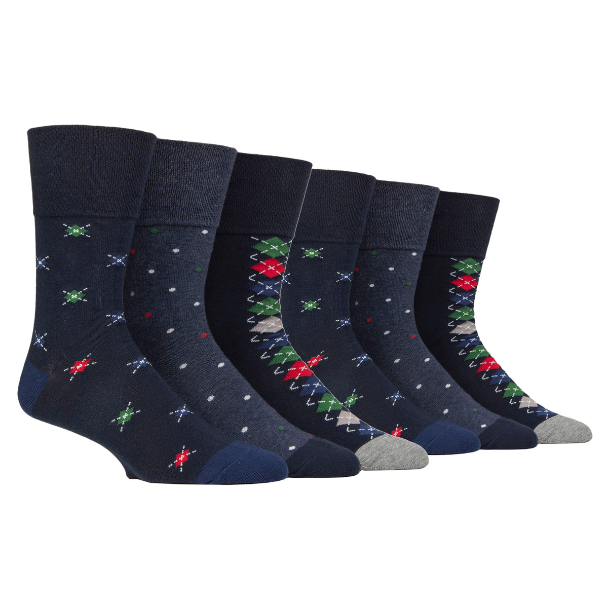 6 Pairs Men's Argyle Cotton Socks - Motif