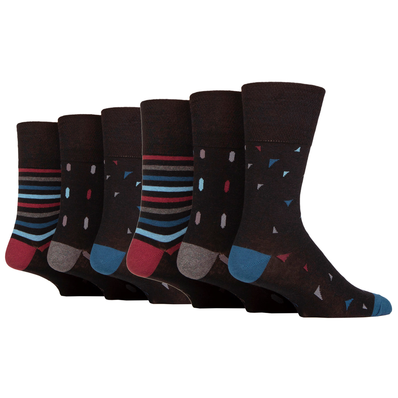 6 Pairs Men's New World GEO Cotton Socks - Black Mix