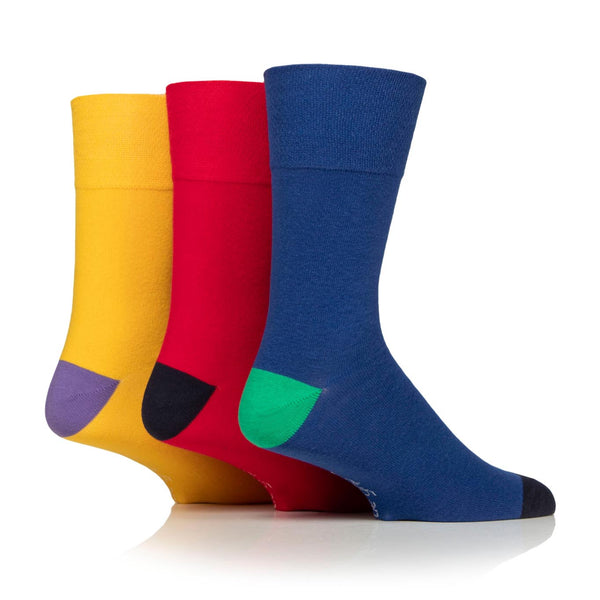3 Pairs Men's Colourburst Cotton Socks - Colour Hybrid