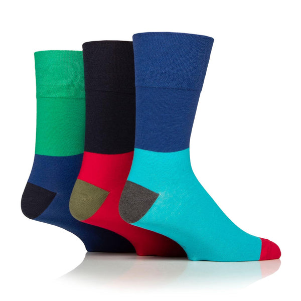 3 Pairs Men's Colourburst Cotton Socks - Colour Hybrid mix