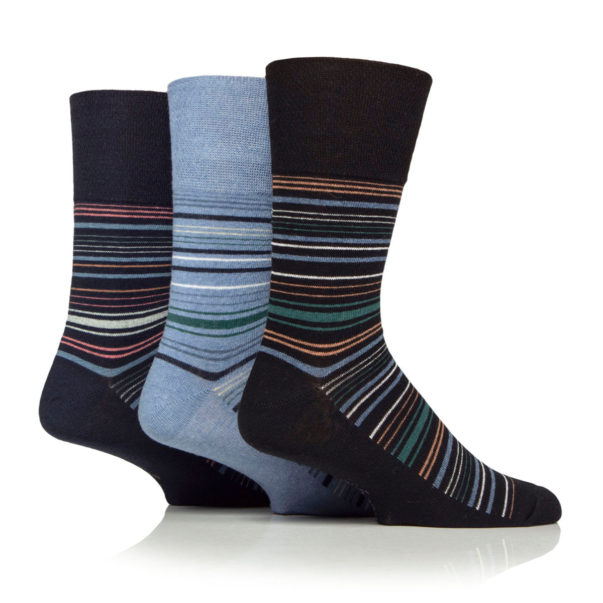 3 Pairs Men's Cotton Socks - Fine Stripe