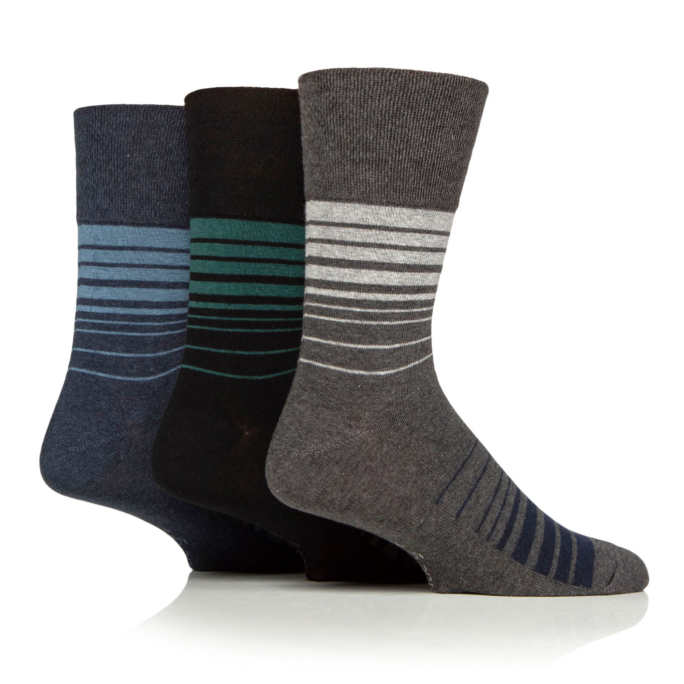 3 Pairs Men's Cotton Socks - Gradient Stripe