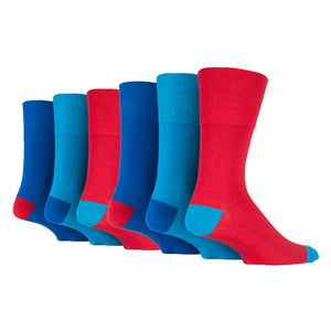 6 Pairs Men's Gentle Grip Colourburst Cotton Socks - Royal