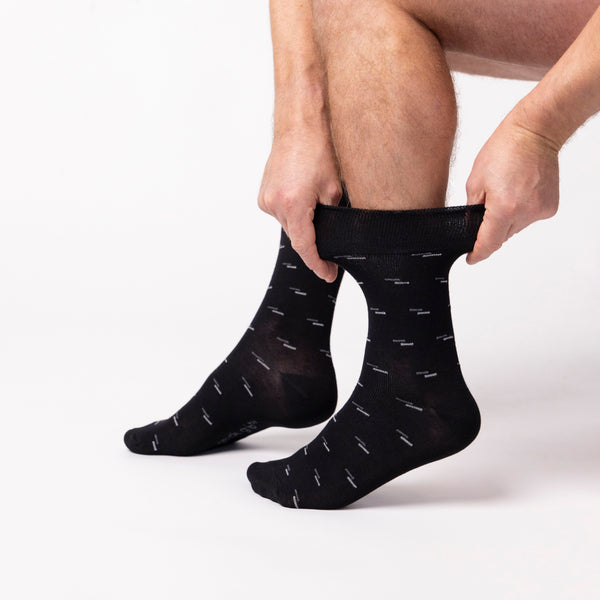 6 Pairs Men's Bamboo Socks - Black Suit Mono