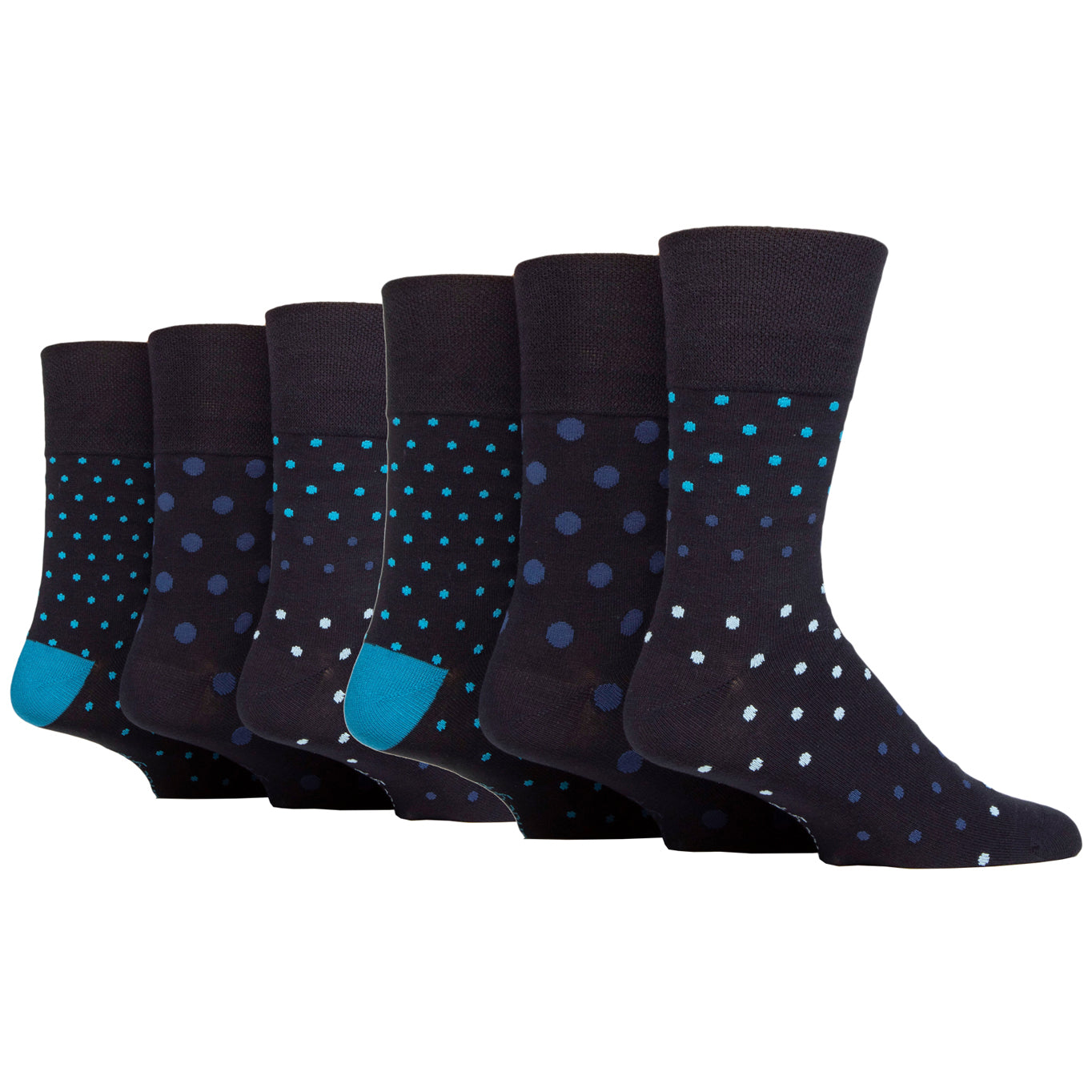 6 Pairs Men's Gentle Grip Bamboo Socks - Navy Eclipse