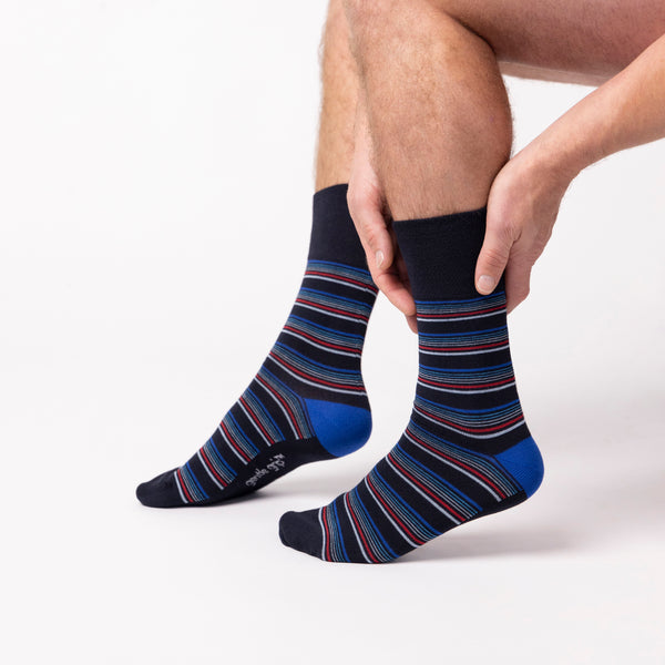 6 Pairs Men's Bamboo Socks - Sailor Stripe