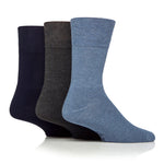 Load image into Gallery viewer, 3 Pairs Mens Bamboo Leisure Socks - Blue Charcoal Mix
