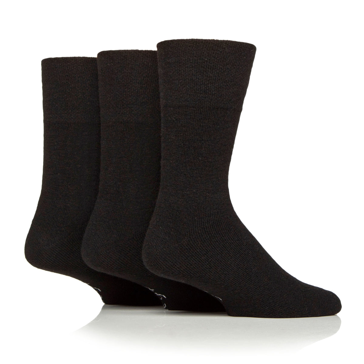 3 Pairs Gentle Grip Wool Walker Socks - Black