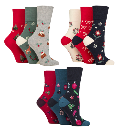 Special Offer 9 Pairs Ladies Cotton Fun Feet Christmas Socks