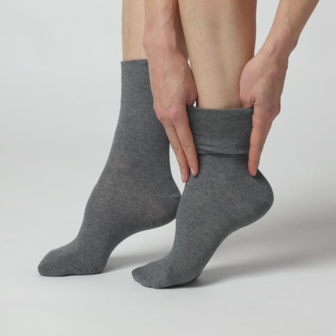 6 Pairs Ladies Plain Cotton Socks - Black/Charcoal/Grey