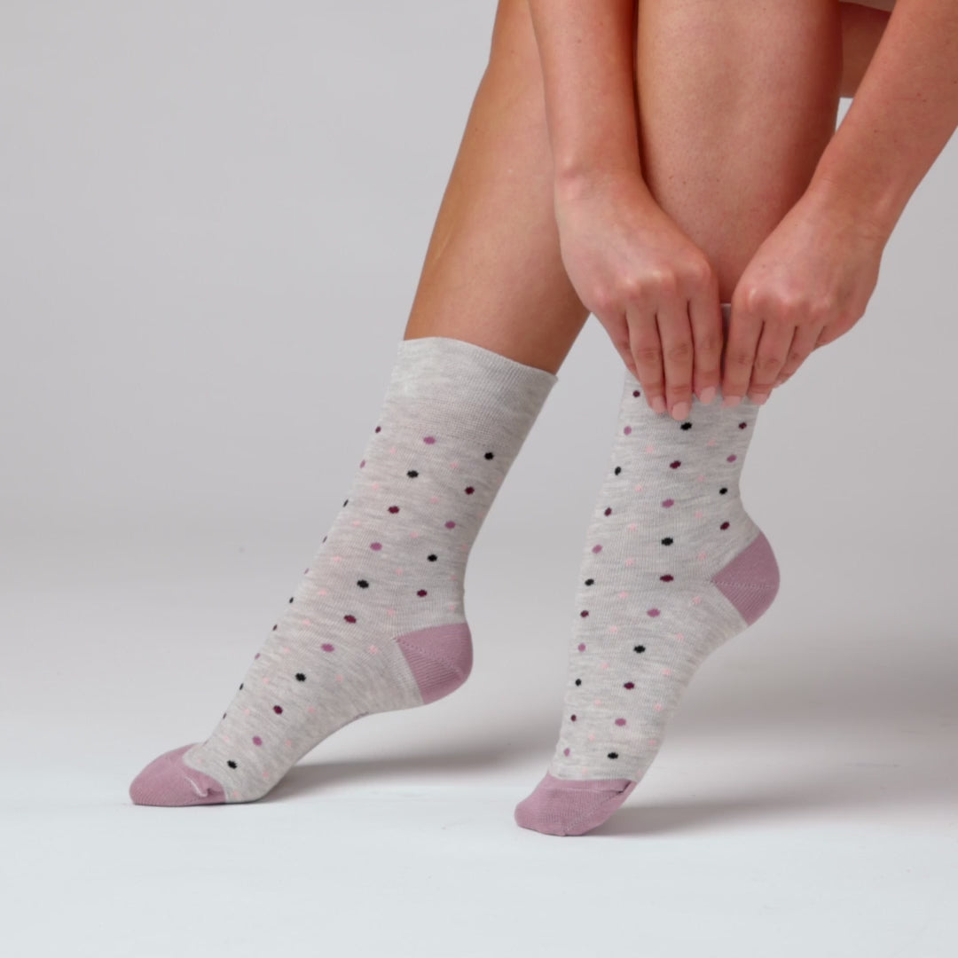 6 Pairs Ladies Cotton Socks - Ritz Black/Grey/Plum