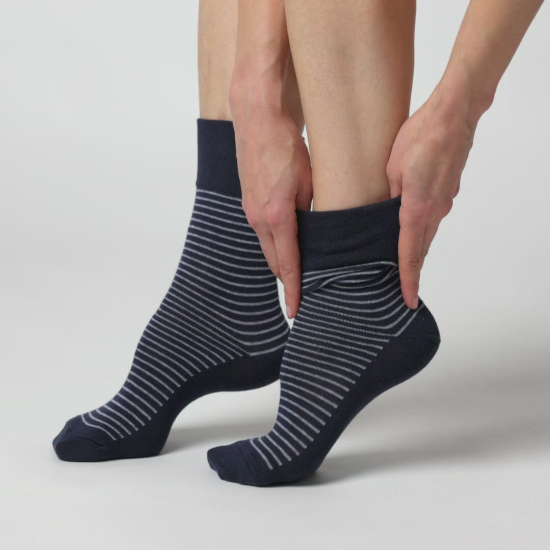 6 Pairs Ladies Varsity Stripe Cotton Socks - Denim