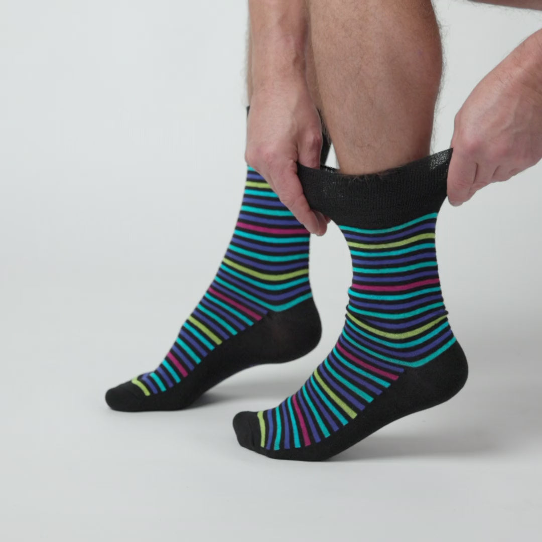 6 Pairs Men's Colourburst Cotton Socks - Stripe