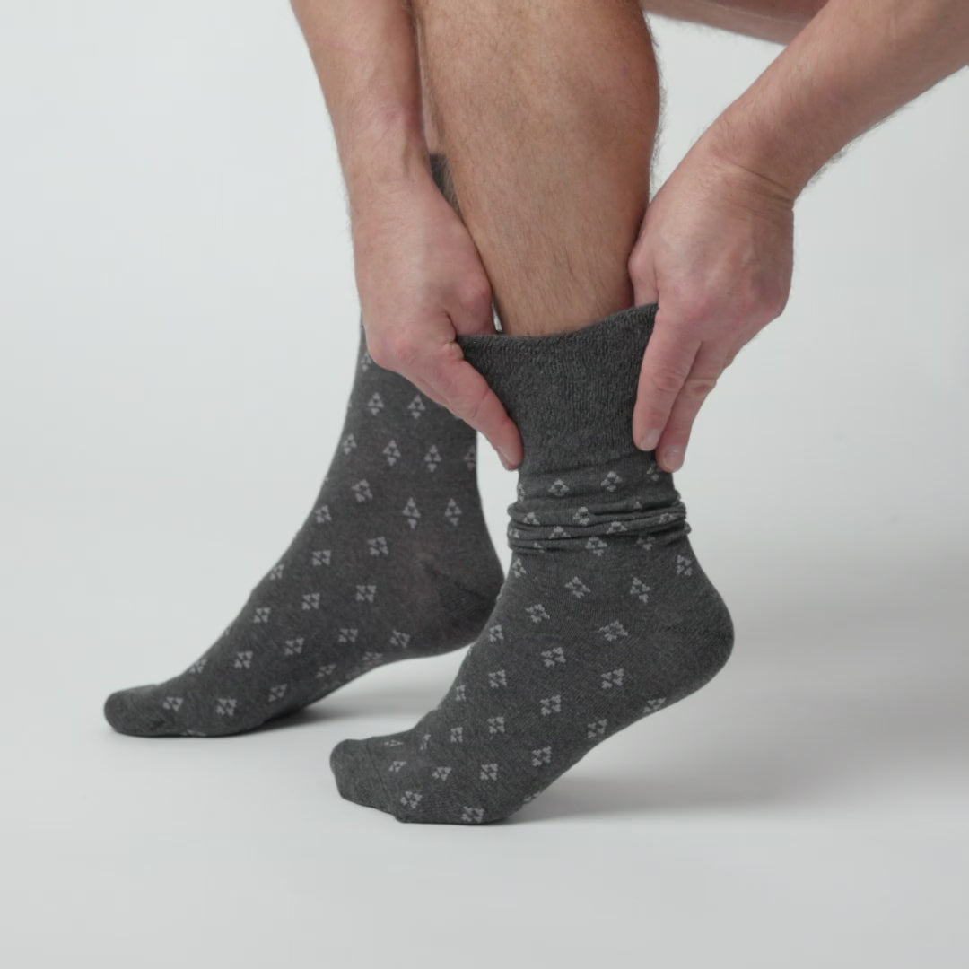 6 Pairs Men's Twilight Cotton Socks - Black/Navy/Charcoal