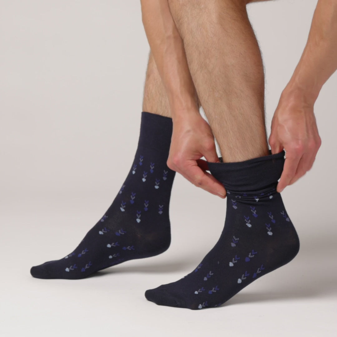 6 Pairs Men's Cotton Socks - Dimensional Dart Navy