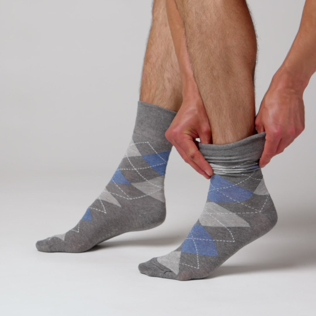 6 Pairs Men's Argyle Cotton Socks - Denim