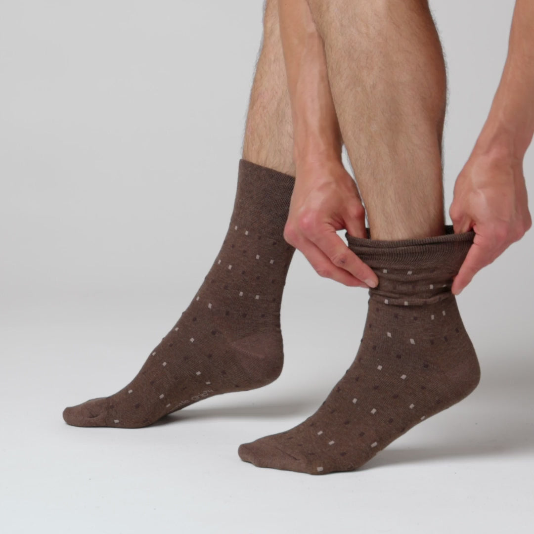 6 Pairs Men's Concerto Cotton Socks - Brown/Natural