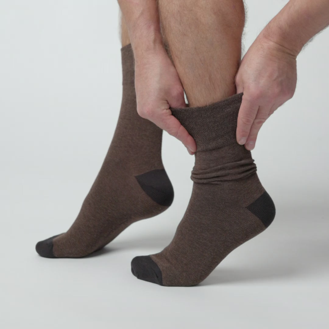 6 Pairs Men's Apex Cotton Socks - Brown