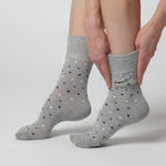 Load and play video in Gallery viewer, 6 Pairs Ladies Cotton Socks - Denim Polka Dots
