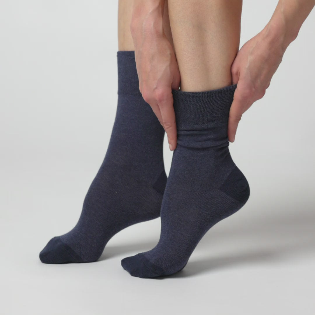 6 Pairs Ladies Seclude Contrast Heel Socks - Navy