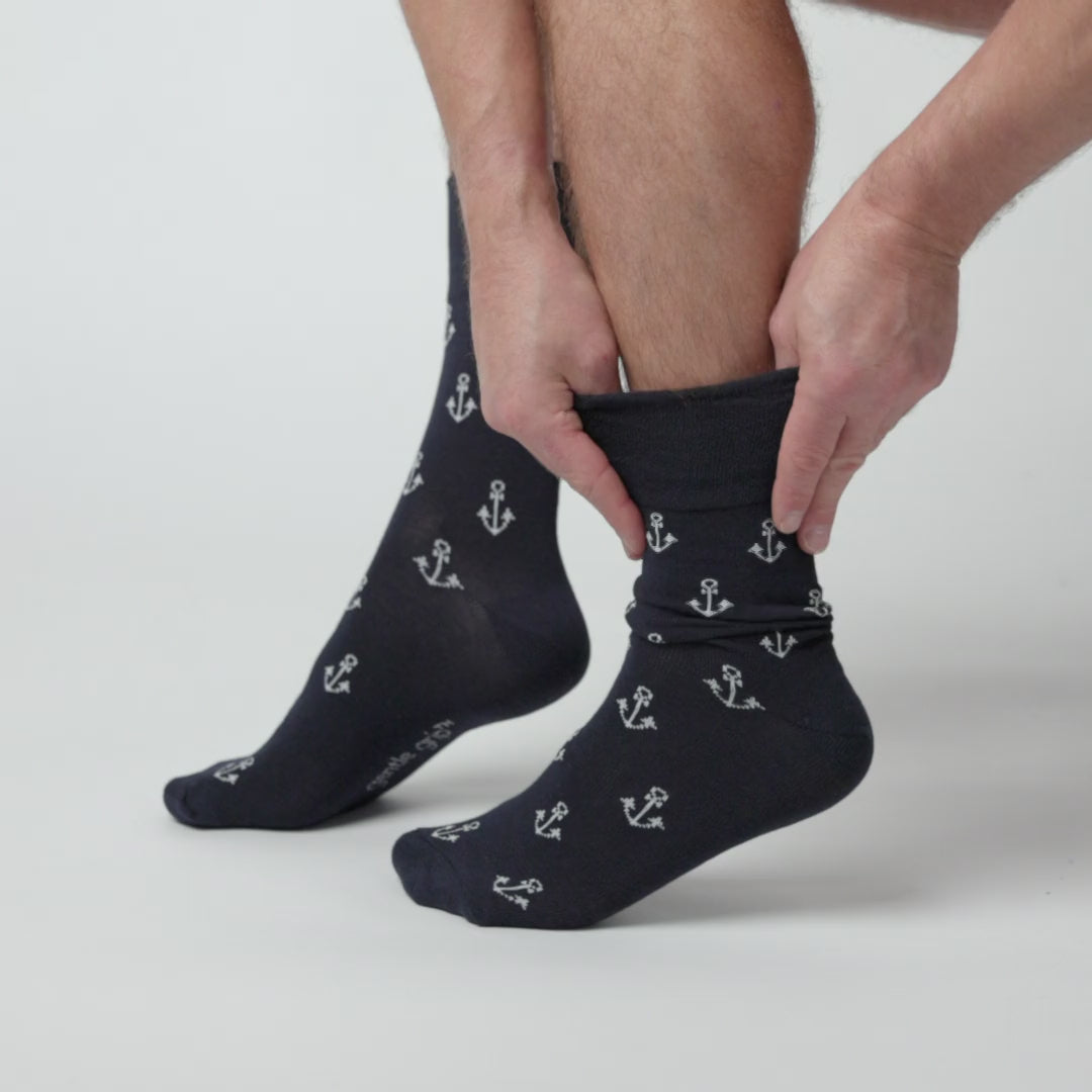 6 Pairs Mens Holiday Cotton Socks - Anchor