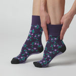 Load and play video in Gallery viewer, 6 Pairs Ladies Cotton Socks - Sophie Floral Purple
