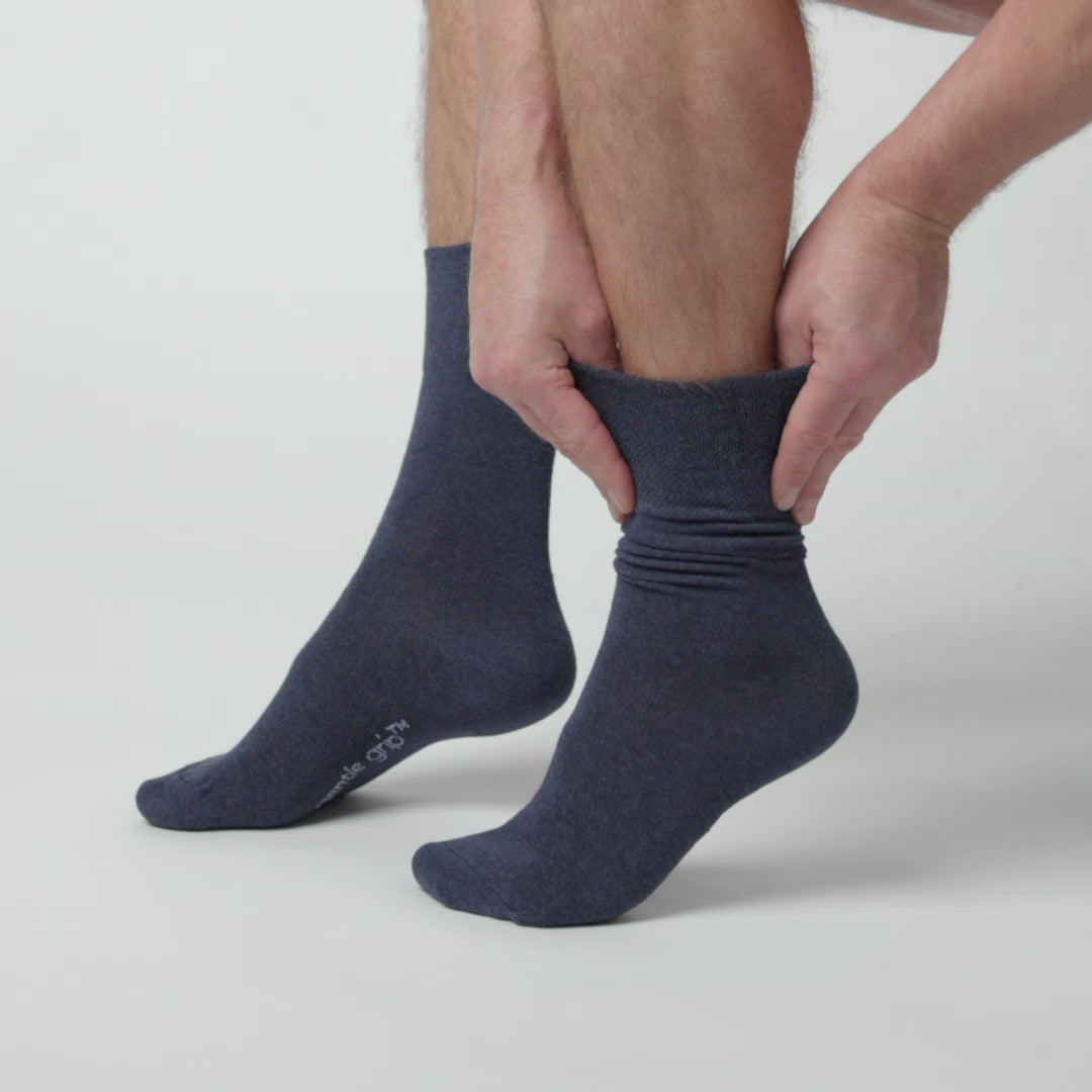 6 Pairs Men's Plain Cotton Socks - Blue Mix