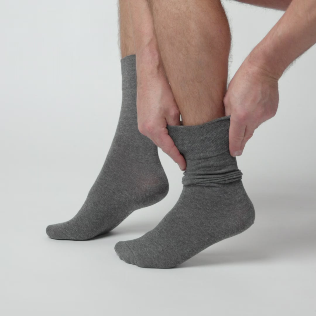 6 Pairs Men's Plain Cotton Socks - Charcoal