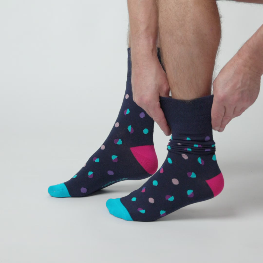 6 Pairs Men's Colourburst Cotton Socks - Neon Dots