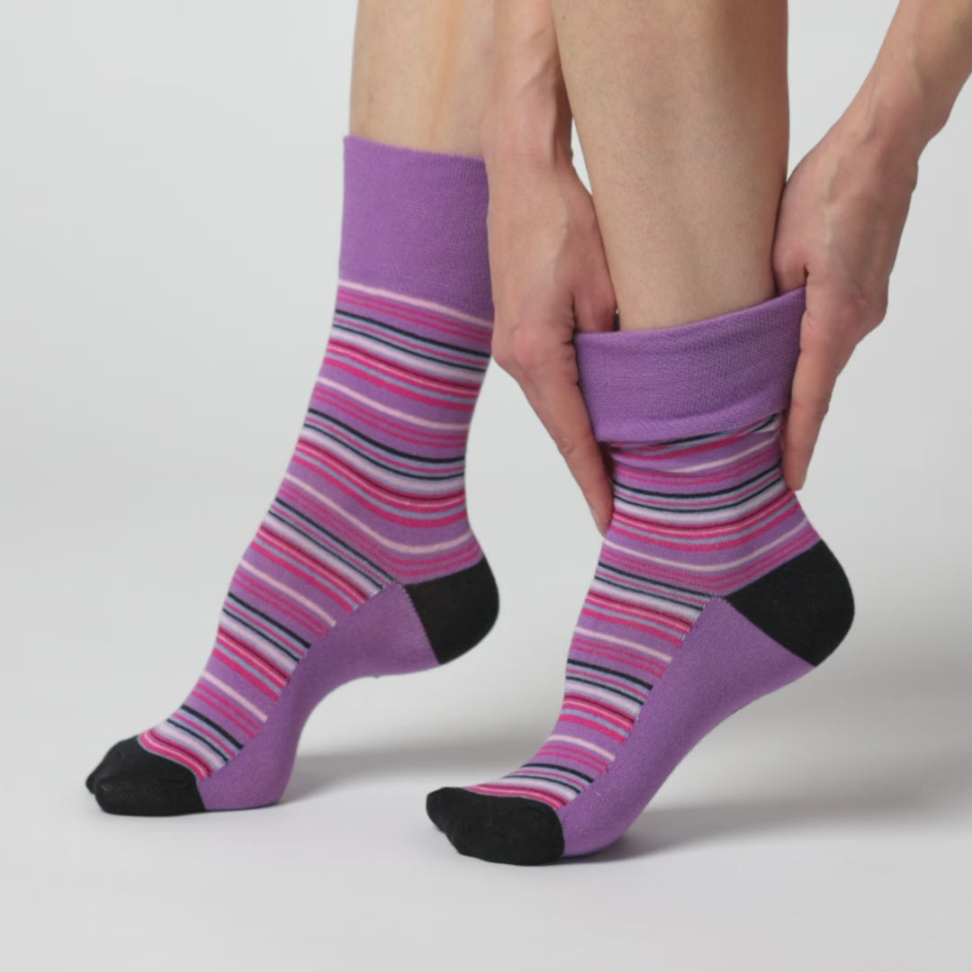 6 Pairs Ladies Cotton Socks - Sweetheart Black