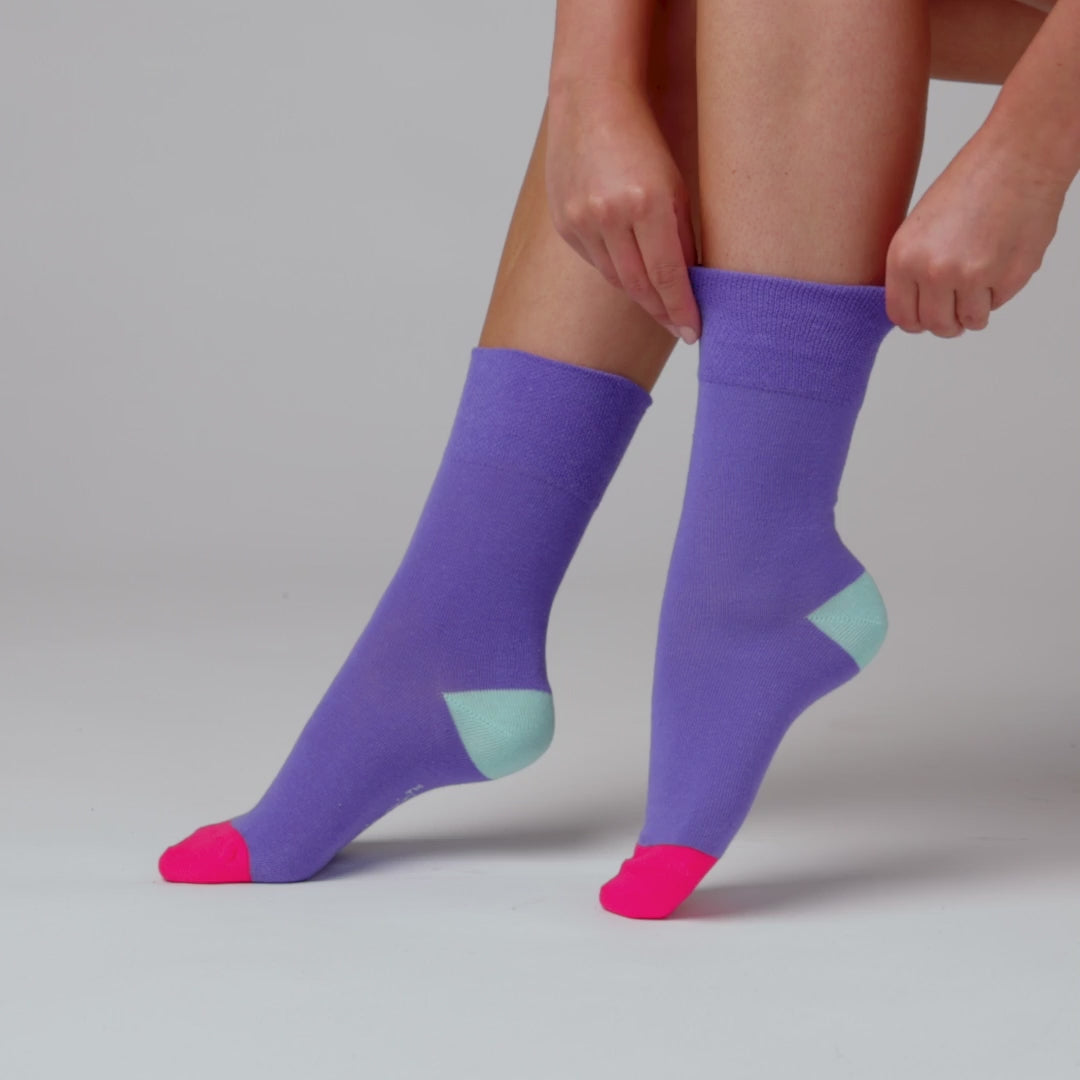 6 Pairs Ladies Colourburst Cotton Socks - Chroma Portal