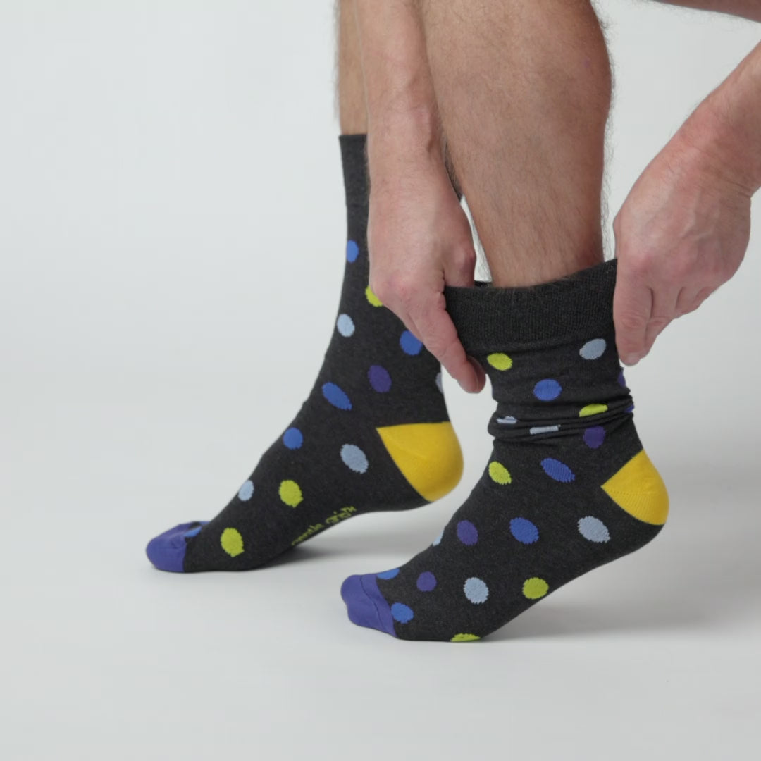 6 Pairs Men's Colourburst Cotton Socks - Spot