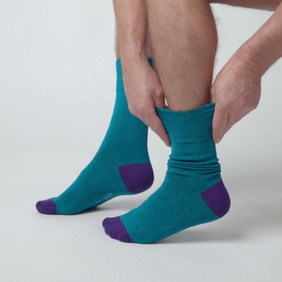 6 Pairs Men's Colourburst Cotton Socks - Aqua